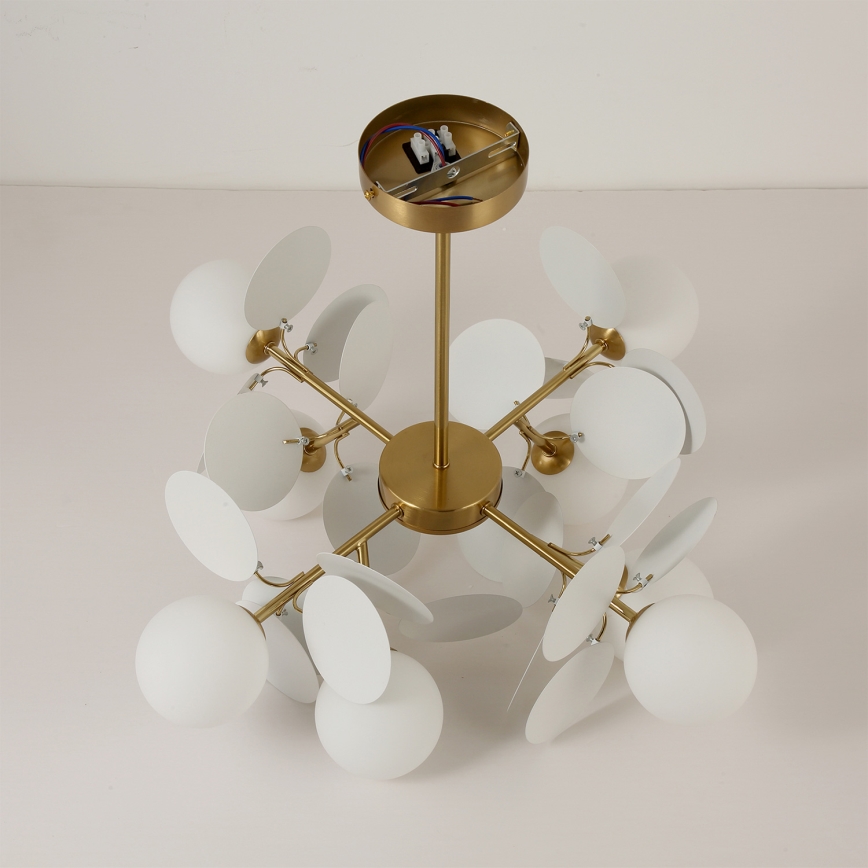 Brilagi - Stangpendel BALMO 8xG9/9W/230V Ø 60 cm guld/hvid