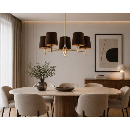 Brilagi - Stangpendel MONTE 5xE27/15W/230V brun/guld