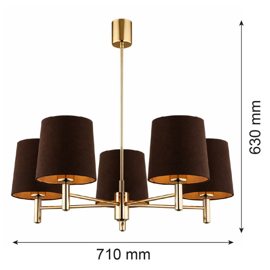 Brilagi - Stangpendel MONTE 5xE27/15W/230V brun/guld