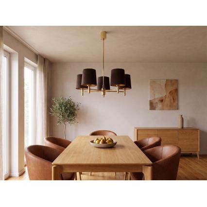 Brilagi - Stangpendel MONTE 5xE27/60W/230V brun/guld