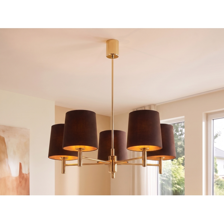 Brilagi - Stangpendel MONTE 5xE27/60W/230V brun/guld