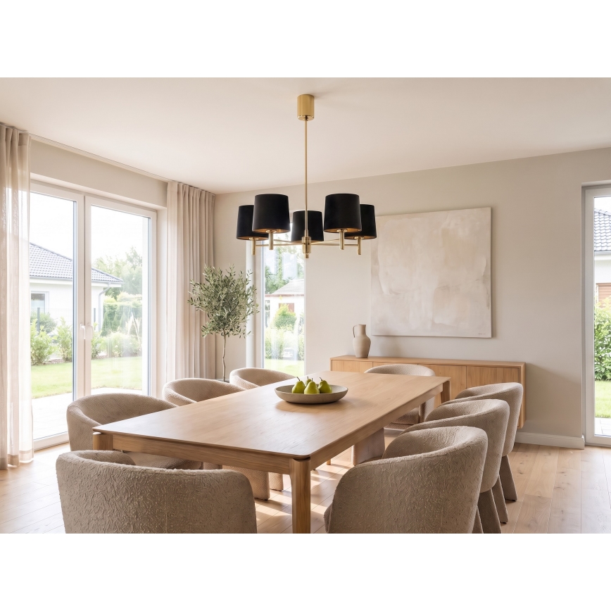 Brilagi - Stangpendel MONTE 5xE27/60W/230V sort/guld