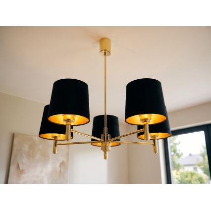 Brilagi - Stangpendel MONTE 5xE27/60W/230V sort/guld