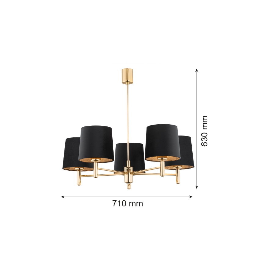Brilagi - Stangpendel MONTE 5xE27/60W/230V sort/guld