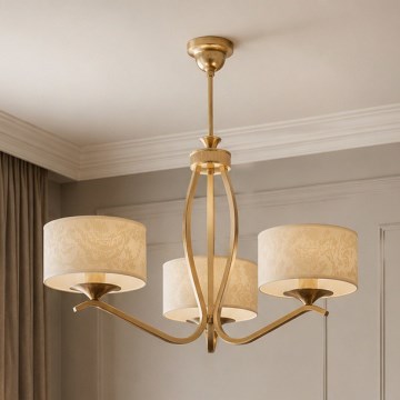 Brilagi - Stangpendel SAPHIRE 3xE27/15W/230V Ø 66 cm creme/guld/patina