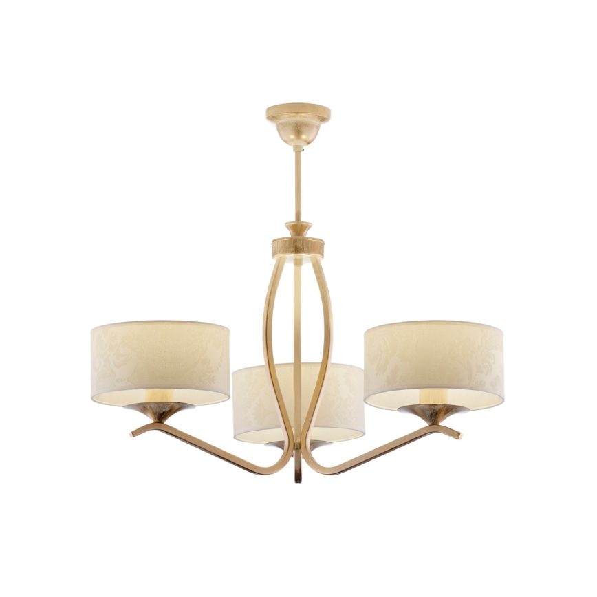 Brilagi - Stangpendel SAPHIRE 3xE27/15W/230V Ø 66 cm creme/guld/patina