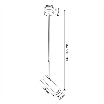Brilagi - Stangpendel SELE 1xGU10/30W/230V sort