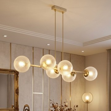 Brilagi - STELLA lysekrone på wire 6xE27/60W/230V beige/guld