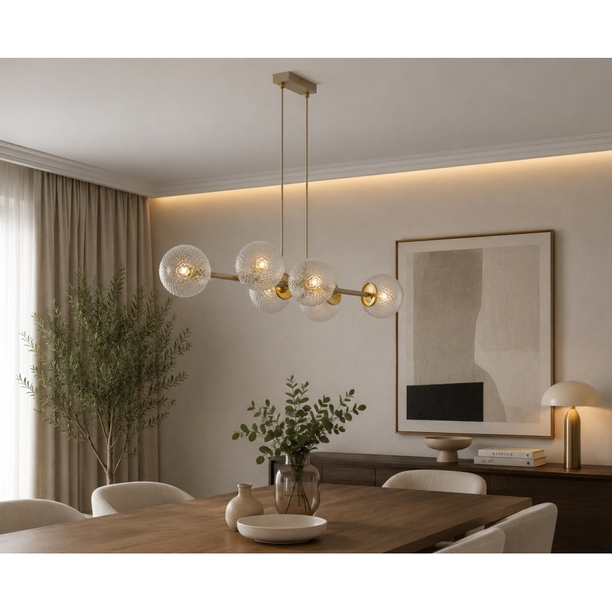 Brilagi - STELLA lysekrone på wire 6xE27/60W/230V beige/guld