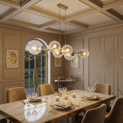 Brilagi - STELLA lysekrone på wire 6xE27/60W/230V beige/guld