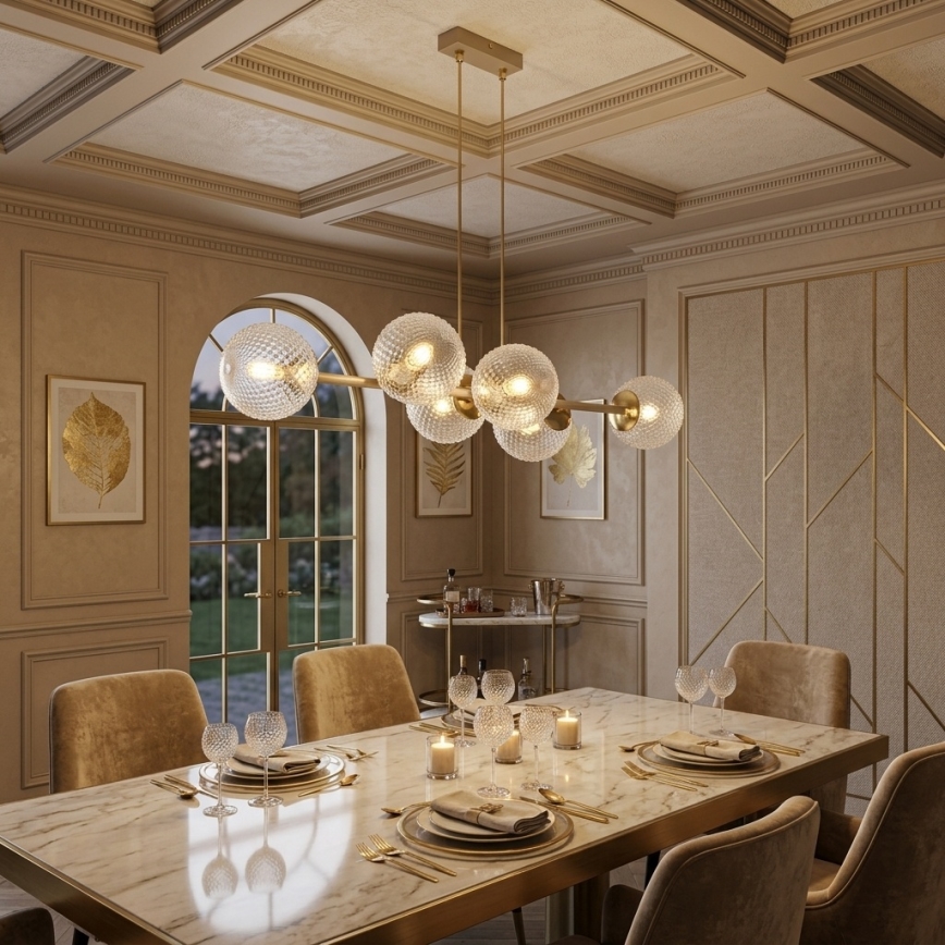 Brilagi - STELLA lysekrone på wire 6xE27/60W/230V beige/guld