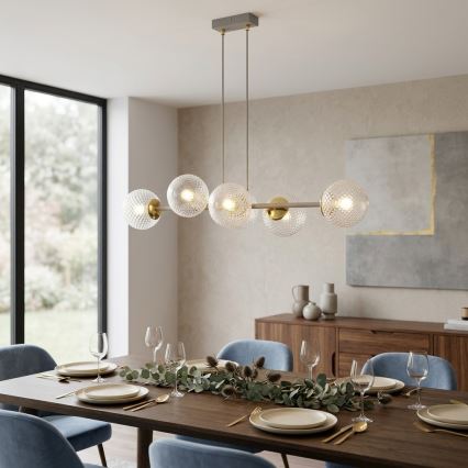 Brilagi - STELLA lysekrone på wire 6xE27/60W/230V beige/guld