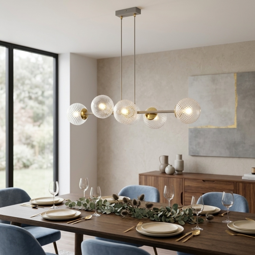 Brilagi - STELLA lysekrone på wire 6xE27/60W/230V beige/guld