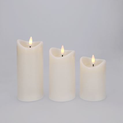 BRILAGI - SÆT 3x LED-stearinlys LED/2xAAA cremefarvet