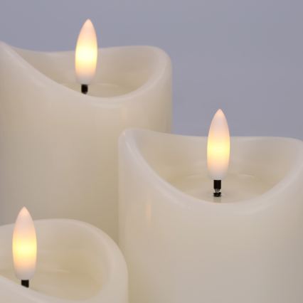 BRILAGI - SÆT 3x LED-stearinlys LED/2xAAA cremefarvet