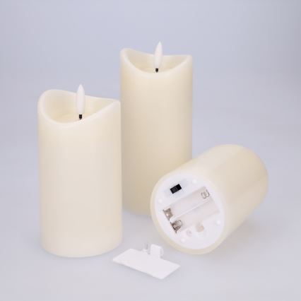 BRILAGI - SÆT 3x LED-stearinlys LED/2xAAA cremefarvet