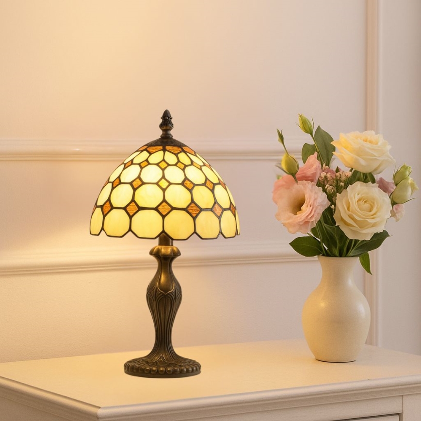 Brilagi - Tiffany-bordlampe i farvet glas DORAN 1xE14/40W/230V