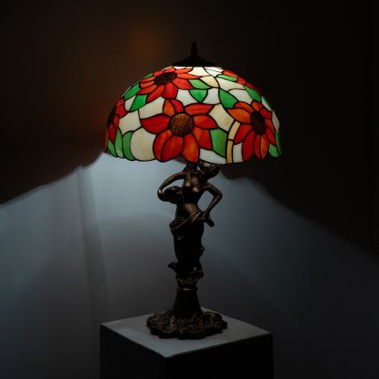 Brilagi - Tiffany-bordlampe i farvet glas SUNFLOWER 1xE27/60W/230V