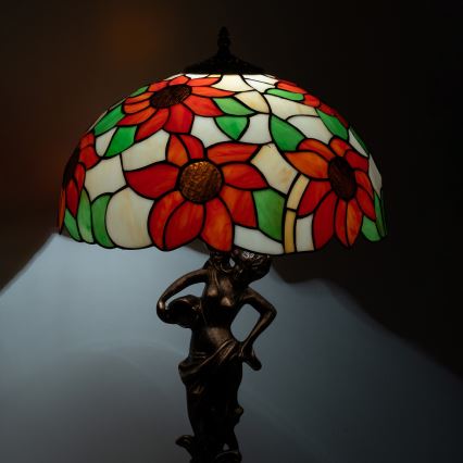Brilagi - Tiffany-bordlampe i farvet glas SUNFLOWER 1xE27/60W/230V