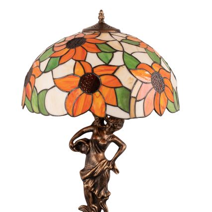 Brilagi - Tiffany-bordlampe i farvet glas SUNFLOWER 1xE27/60W/230V