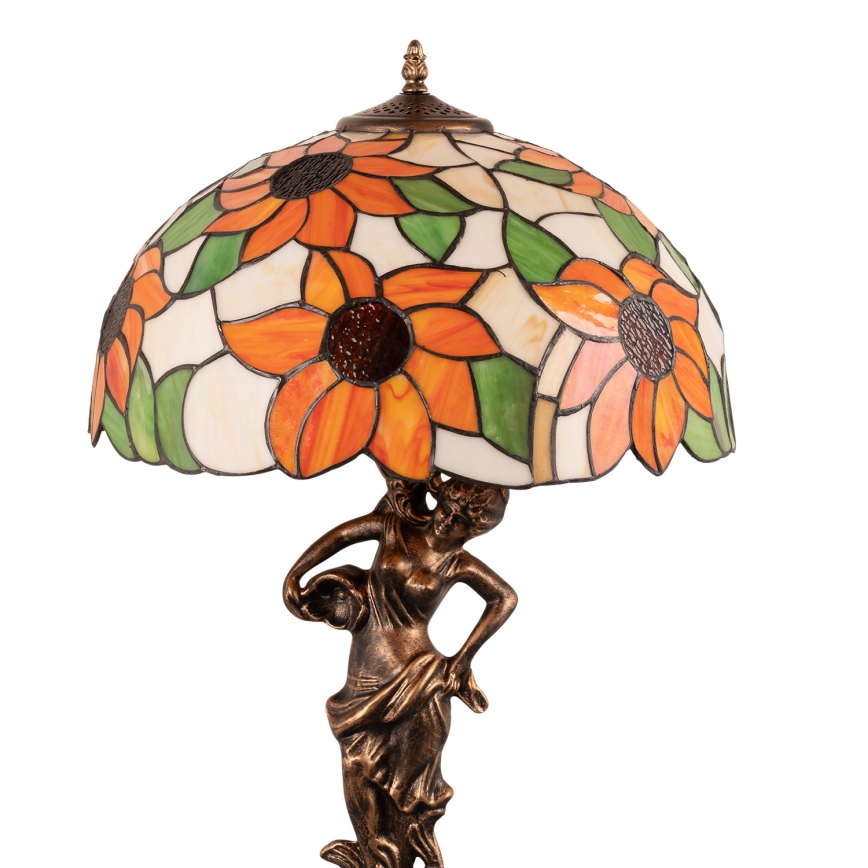 Brilagi - Tiffany-bordlampe i farvet glas SUNFLOWER 1xE27/60W/230V