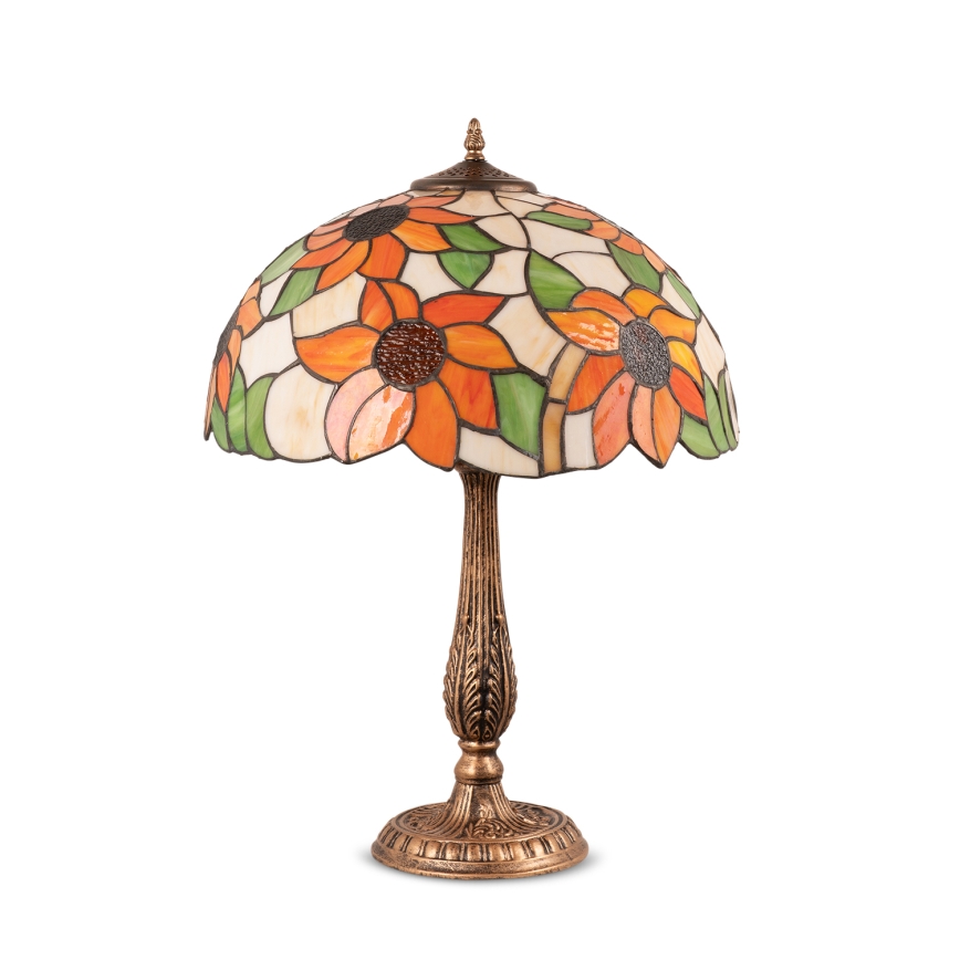 Brilagi - Tiffany bordlampe i farvet glas SUNFLOWER 2xE27/60W/230V