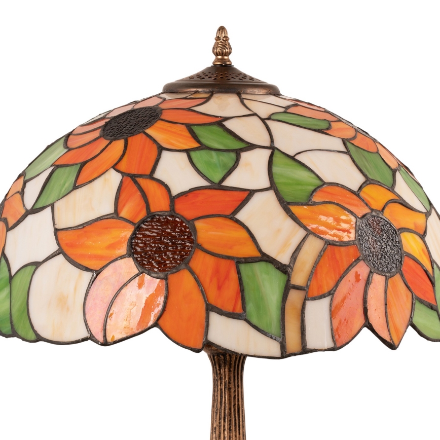 Brilagi - Tiffany bordlampe i farvet glas SUNFLOWER 2xE27/60W/230V