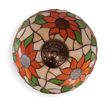 Brilagi - Tiffany bordlampe i farvet glas SUNFLOWER 2xE27/60W/230V
