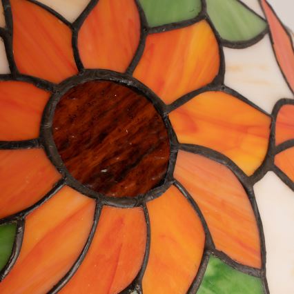 Brilagi - Tiffany bordlampe i farvet glas SUNFLOWER 2xE27/60W/230V