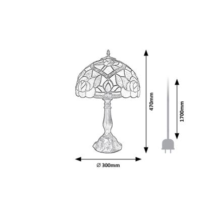Brilagi - Tiffany bordlampe i glasmosaik GARLAN 1xE27/40W/230V