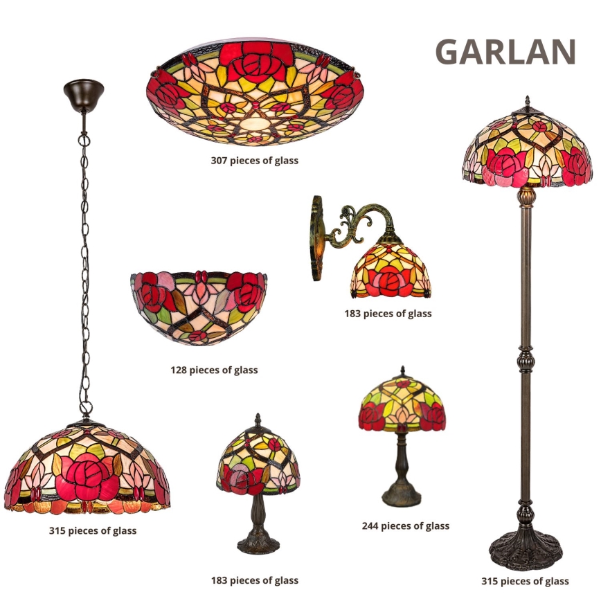 Brilagi - Tiffany bordlampe i glasmosaik GARLAN 1xE27/40W/230V