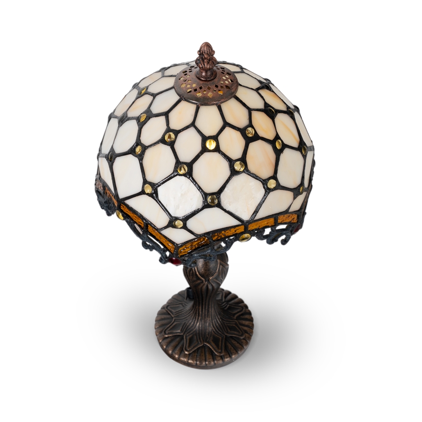 Brilagi - Tiffany bordlampe i glasmosaik IVORY 1xE27/60W/230V