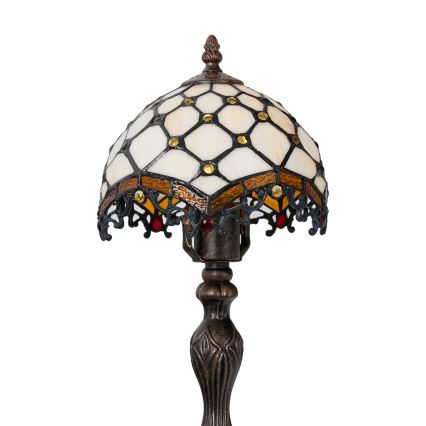 Brilagi - Tiffany bordlampe i glasmosaik IVORY 1xE27/60W/230V