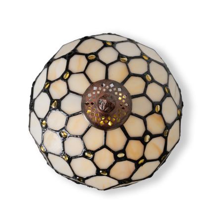 Brilagi - Tiffany bordlampe i glasmosaik IVORY 1xE27/60W/230V