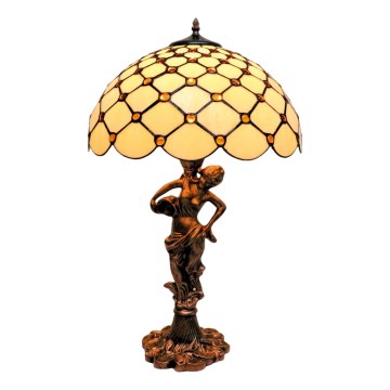 BRILAGI - Tiffany bordlampe i glasmosaik IVORY SMOOTH 1xE27/60W/230V