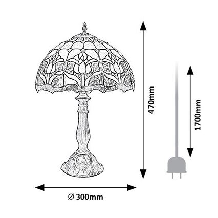 Brilagi - Tiffany-bordlampe i glasmosaik LORAS 1xE27/40W/230V