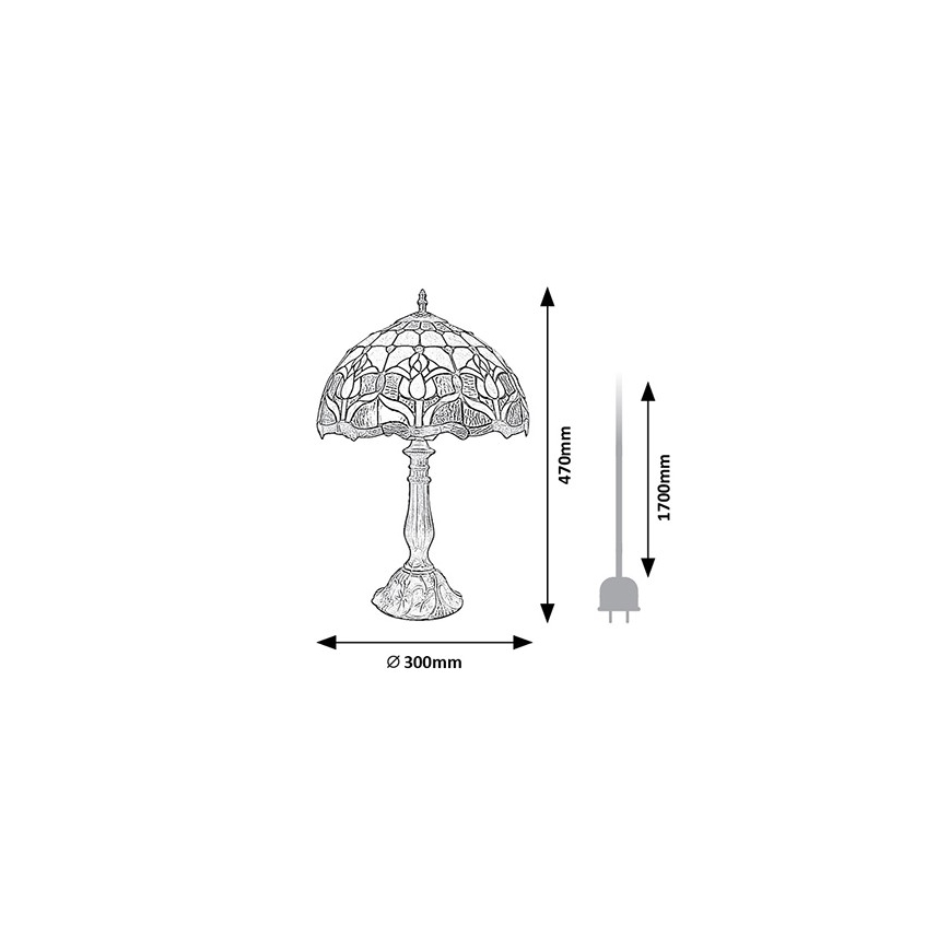 Brilagi - Tiffany-bordlampe i glasmosaik LORAS 1xE27/40W/230V