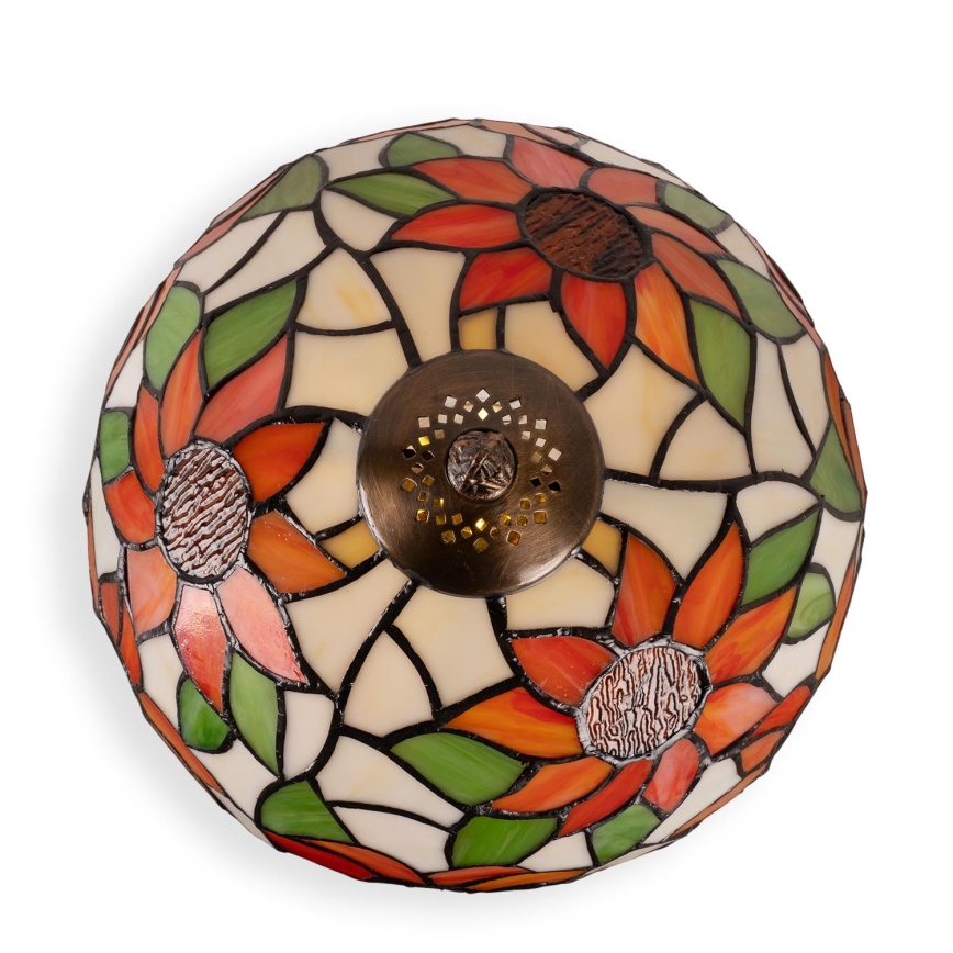 Brilagi - Tiffany-bordlampe SUNFLOWER med farvet glas, 1xE27/60W/230V + 1xE14/40W