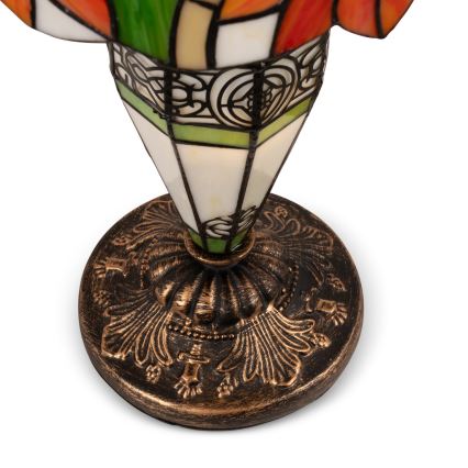 Brilagi - Tiffany-bordlampe SUNFLOWER med farvet glas, 1xE27/60W/230V + 1xE14/40W