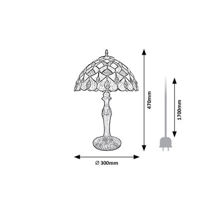 Brilagi - Tiffany-glasbordlampe MARGARET 1xE27/40W/230V