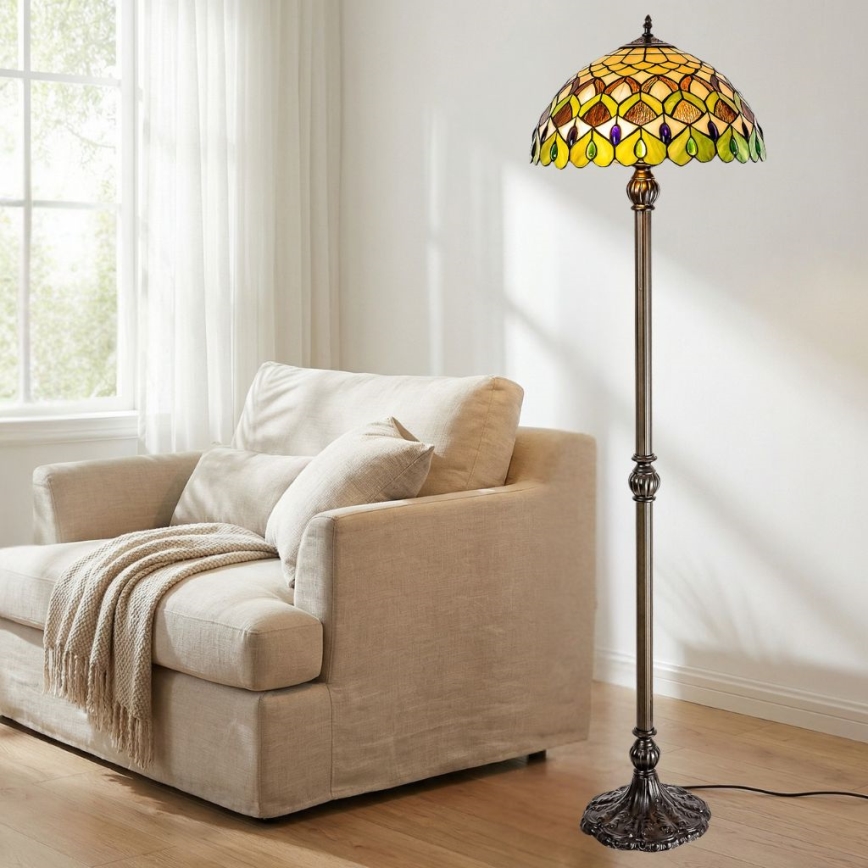 Brilagi - Tiffany glasgulvlampe MARGARET 2xE27/60W/230V