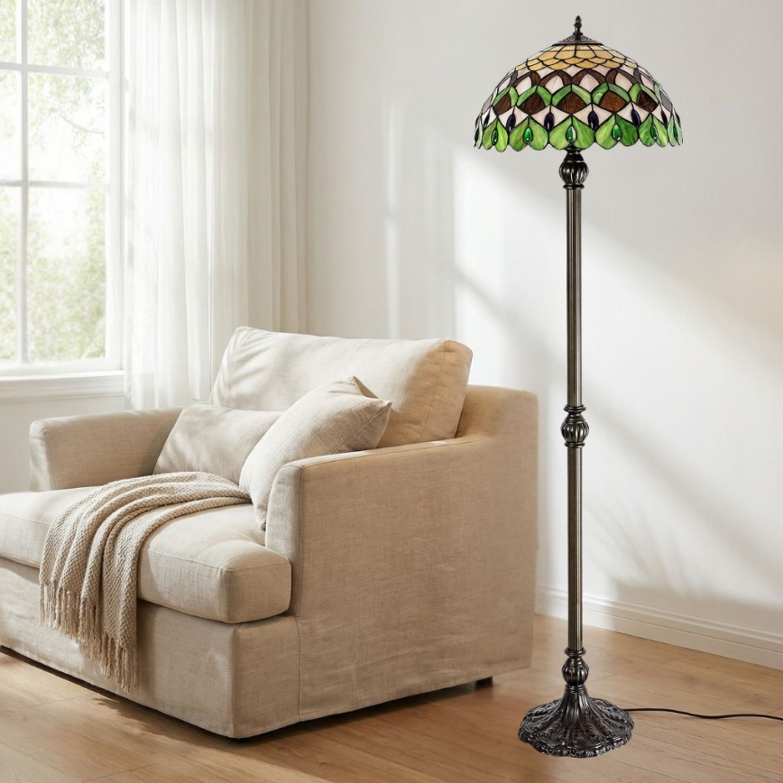 Brilagi - Tiffany glasgulvlampe MARGARET 2xE27/60W/230V