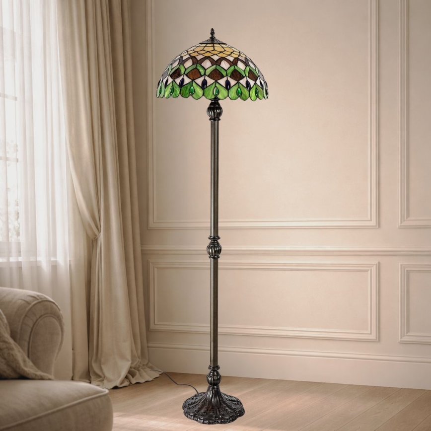 Brilagi - Tiffany glasgulvlampe MARGARET 2xE27/60W/230V