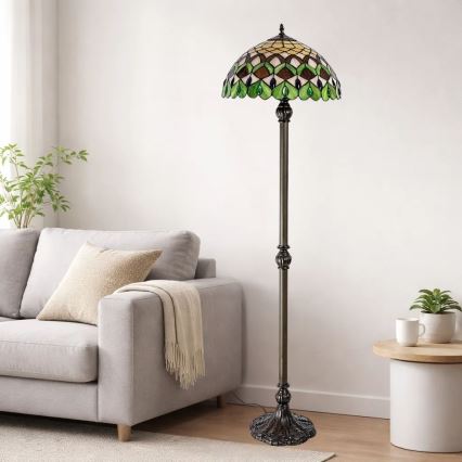 Brilagi - Tiffany glasgulvlampe MARGARET 2xE27/60W/230V