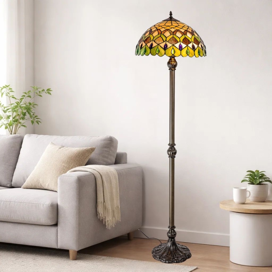 Brilagi - Tiffany glasgulvlampe MARGARET 2xE27/60W/230V