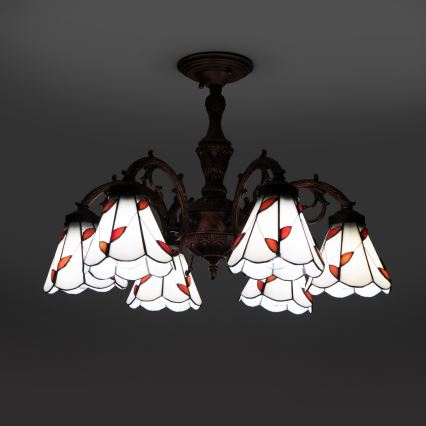 Brilagi - Tiffany glasloftlampe FOLIA 6xE27/60W/230V Ø 60 cm