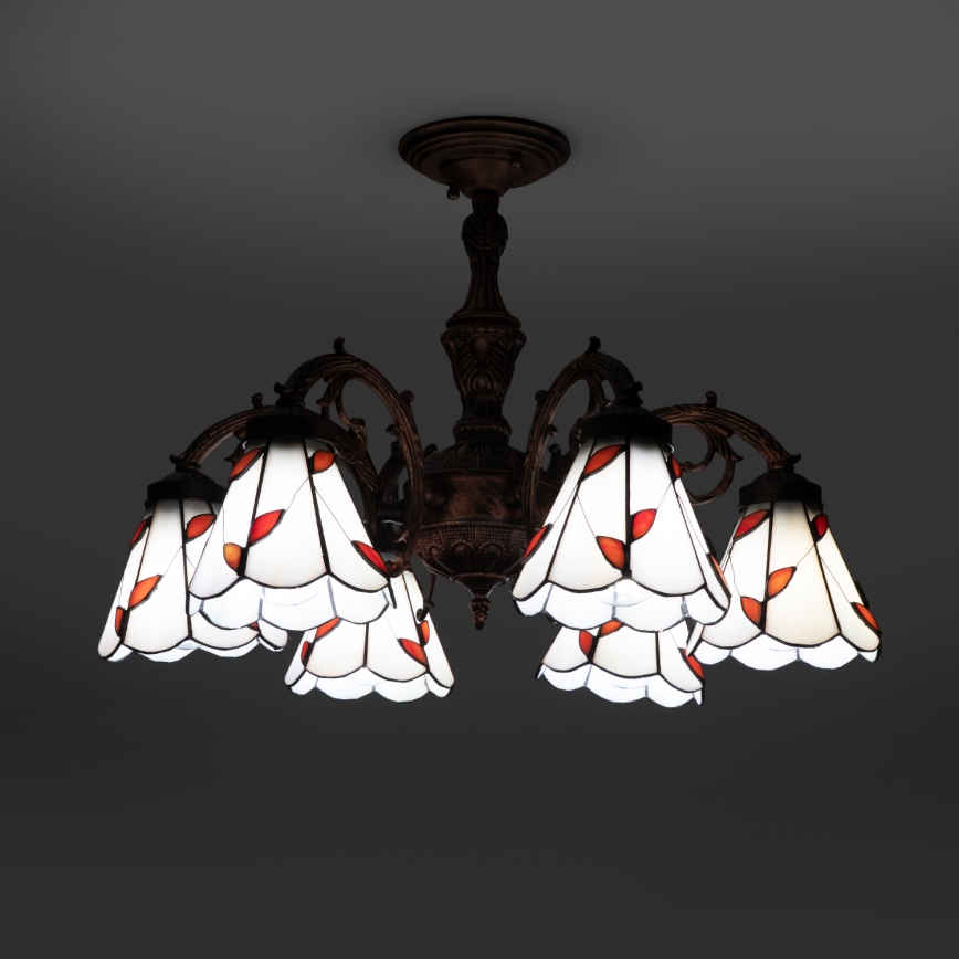 Brilagi - Tiffany glasloftlampe FOLIA 6xE27/60W/230V Ø 60 cm