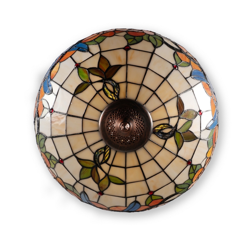 Brilagi - Tiffany-glaslysekrone med kædeophæng JUNGLE 3xE27/60W/230V Ø 50 cm
