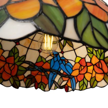 Brilagi - Tiffany glaslysekrone på kæde JUNGLE 1xE27/60W/230V Ø 40 cm