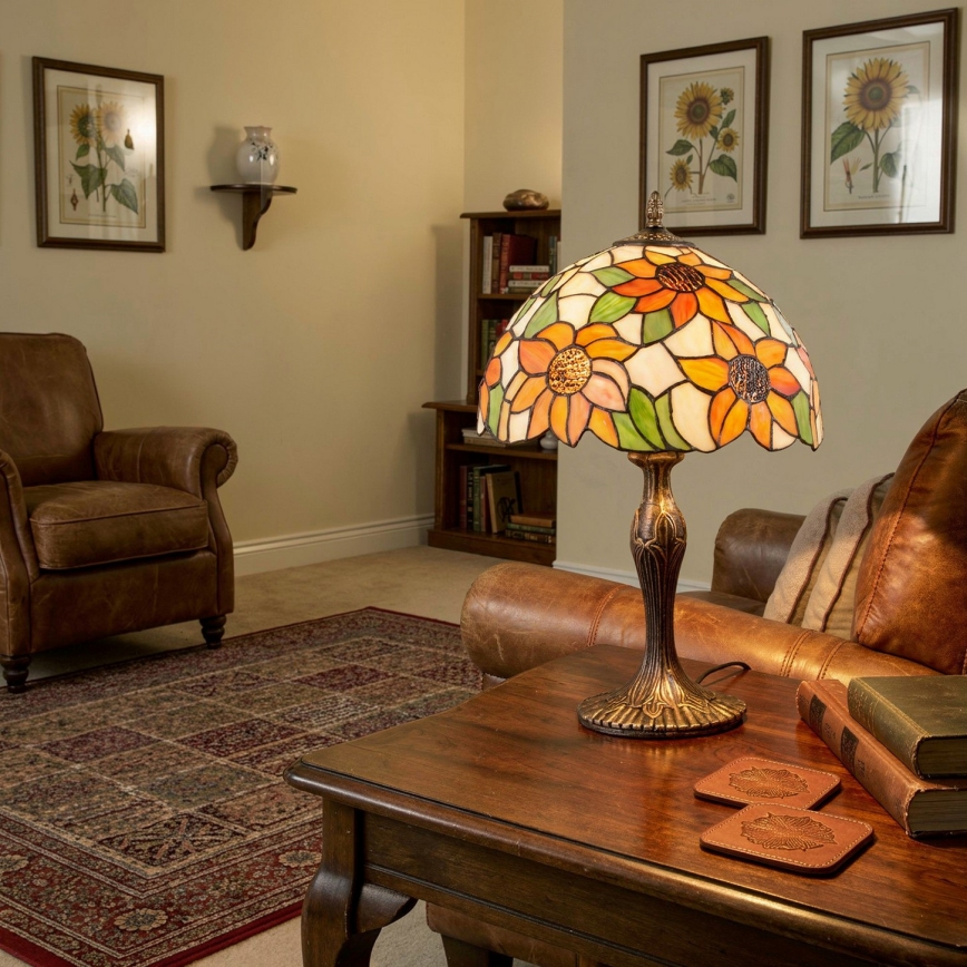 Brilagi - Tiffany glasmaleri bordlampe SUNFLOWER 1xE27/60W/230V